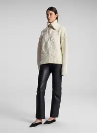 Callie Merino Cable Knit Sweater(Off White,XS)