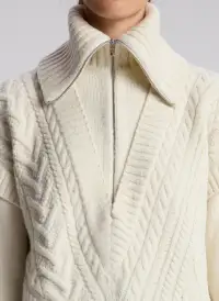 Callie Merino Cable Knit Sweater(Off White,XS)