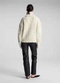 Callie Merino Cable Knit Sweater(Off White,XS)