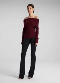 Evelyn Merino Off Shoulder Top(Burgundy,XS)