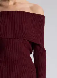 Evelyn Merino Off Shoulder Top(Burgundy,XS)