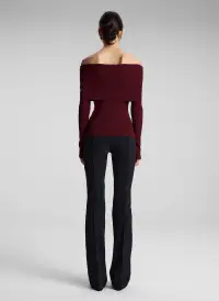 Evelyn Merino Off Shoulder Top(Burgundy,XS)
