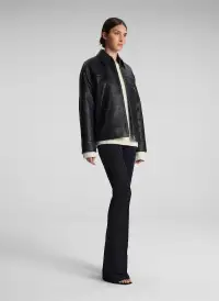 Olive Leather Jacket(Black,XS)