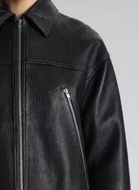 Olive Leather Jacket(Black,XS)