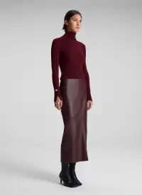 Marta Leather Midi Skirt(Umber,00)