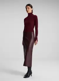 Marta Leather Midi Skirt(Umber,00)