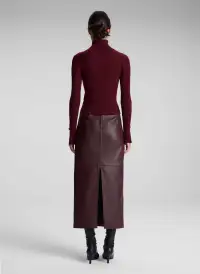 Marta Leather Midi Skirt(Umber,00)