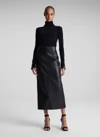 Marta Leather Midi Skirt(Black,00)