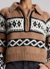 Carter Merino Fairisle Sweater(Camel Multi,XS)