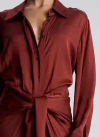 Mila Satin Maxi Shirtdress(Bosco,00)