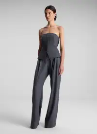 Renee Strapless Wool Cashmere Pinstripe Top(Grey Melange,00)