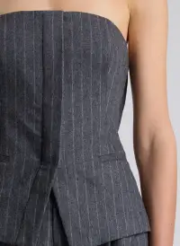 Renee Strapless Wool Cashmere Pinstripe Top(Grey Melange,00)