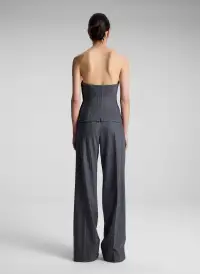 Renee Strapless Wool Cashmere Pinstripe Top(Grey Melange,00)