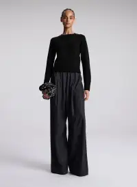 Ashtyn Cashmere Crew Neck Sweater(Black,XS)