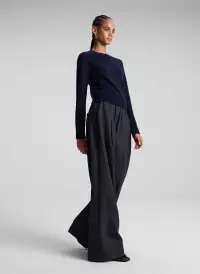 Ashtyn Cashmere Crew Neck Sweater(Navy,XS)