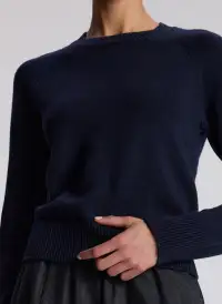 Ashtyn Cashmere Crew Neck Sweater(Navy,XS)