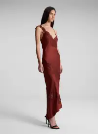 Stella Satin and Lace Midi Dress(Bosco,00)