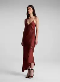 Stella Satin and Lace Midi Dress(Bosco,00)