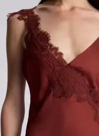 Stella Satin and Lace Midi Dress(Bosco,00)