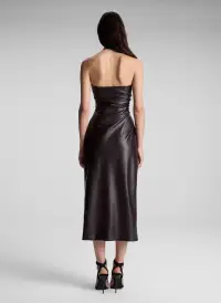 Charlotte Vegan Leather Midi Dress(Chocolate Plum,00)
