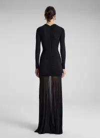 Fawn Ruched Mesh Maxi Dress(Black,XS)