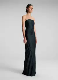Bianca Strapless Pleated Maxi Dress(Forest,00)