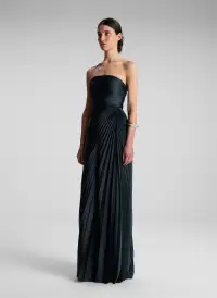 Bianca Strapless Pleated Maxi Dress(Forest,00)