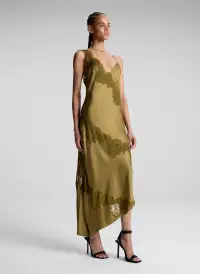 Stella Satin and Lace Midi Dress(Pyrite,00)