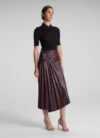 Tracy Textured Vegan Leather Skirt(Cordovan,00)