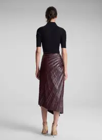 Tracy Textured Vegan Leather Skirt(Cordovan,00)