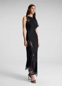 Alessia Satin and Lace Maxi Dress(Black,00)