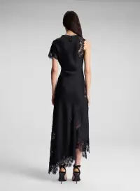 Alessia Satin and Lace Maxi Dress(Black,00)