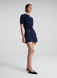 Fisher Fine Cotton Knit Top(Navy,XS)