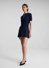 Fisher Fine Cotton Knit Top(Navy,XS)