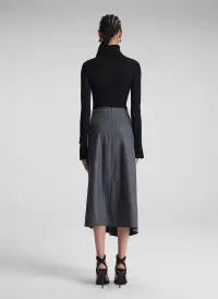 Clara Wool Cashmere Pinstripe Midi Skirt(Grey Melange,00)