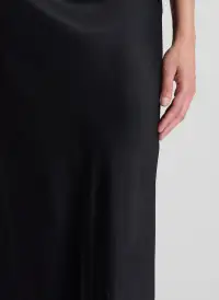 Greta Satin Maxi Skirt(Black,XS)