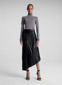 Tracy Textured Vegan Leather Skirt(Black,00)