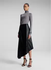Tracy Textured Vegan Leather Skirt(Black,00)