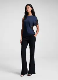 Alessia Satin and Lace Top(Dark Sapphire/Black,00)
