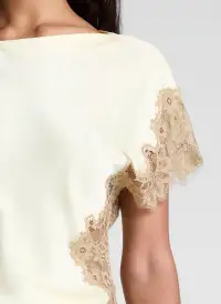 Alessia Satin and Lace Top(Light Canary/Beige,00)