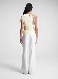 Alessia Satin and Lace Top(Light Canary/Beige,00)