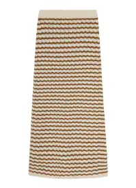 Alexis Striped Knit Skirt(Parchment/Aged Bronze Stripe,XS)
