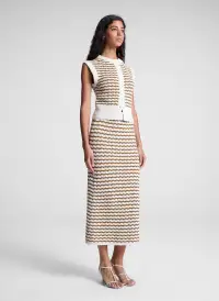 Alexis Striped Knit Skirt(Parchment/Aged Bronze Stripe,XS)