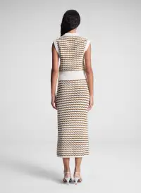 Alexis Striped Knit Skirt(Parchment/Aged Bronze Stripe,XS)