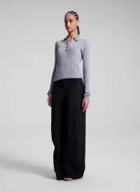 Alex Fine Merino Polo Top(Light Heather Grey,XS)