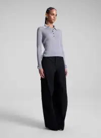 Alex Fine Merino Polo Top(Light Heather Grey,XS)