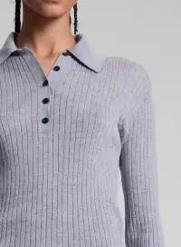 Alex Fine Merino Polo Top(Light Heather Grey,XS)
