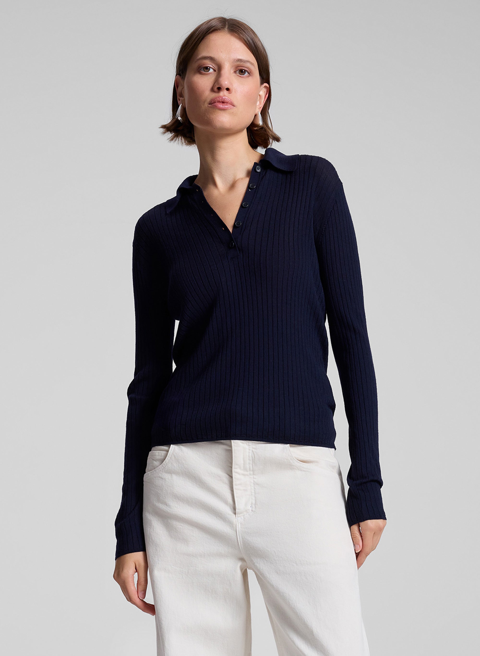 Alex Fine Merino Polo Top