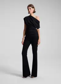 Alice Cotton One Shoulder Tee(Black,XS)