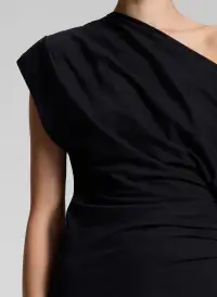 Alice Cotton One Shoulder Tee(Black,XS)